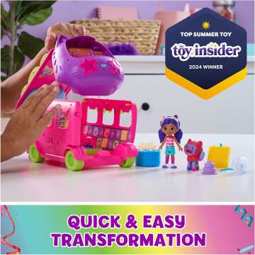 Gabby's Dollhouse Celebration Party Bus" 🚌 - Transforming Playset with Gabby & DJ Catnip Figures & Accessories