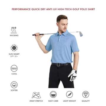 Dry Fit Golf Polos for Men - Moisture Wicking Performance