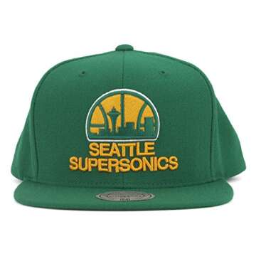 Seattle Supersonics Mitchell & Ness Vintage Basic Logo Green Snap Back Hat