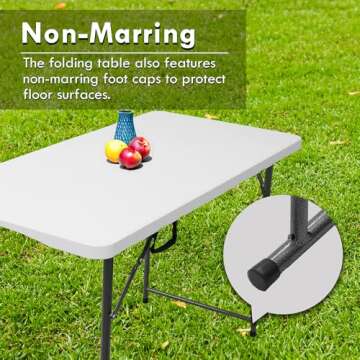 Plainsity 4ft Folding Table,Sturdy Outdoor Folding Table,Perfect for Camping Picnics Parties Durable Foldable Table with Easy Setup Ideal Portable Folding Table for Indoor & Outdoor Use