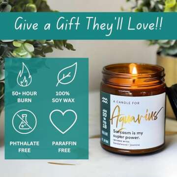 Aquarius Zodiac Gifts for Women - Unique Candles