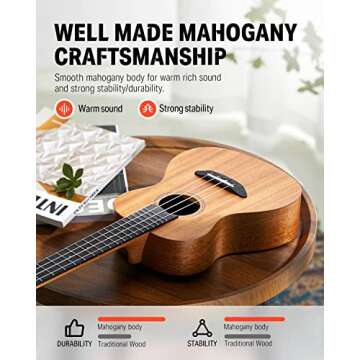 Donner 23" Mahogany Ukulele Kit with Online Lessons