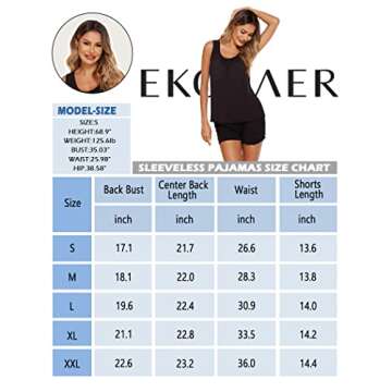 Ekouaer Women's Sleeveless Pajama Set for Summer