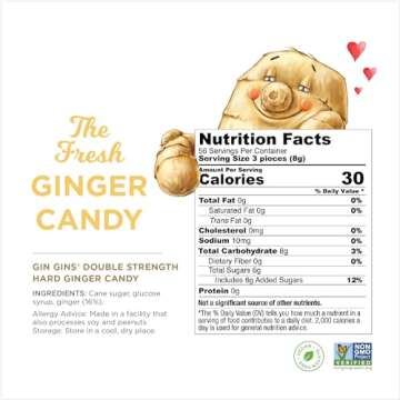 GIN GINS Double Strength Ginger Candy - 1 lb Bag