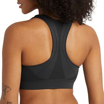 Champion, Infinity Racerback, Moderate Support, Seamless Sports Bra for Women, Black, Large