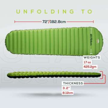 Ultralight 17oz Camping Sleeping Pad - Compact & Warm