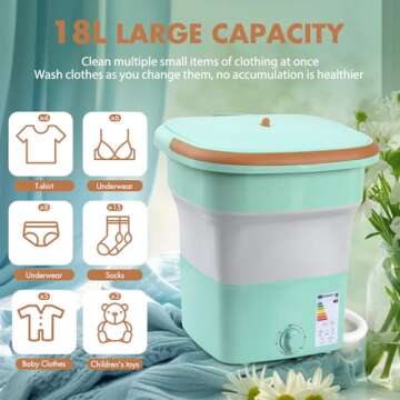 qagwotuv Portable Washing Machine, Upgraded 18L Mini Compact Washing Machine, Deep Cleaning Of Underwear, Baby Clothes. Suitable For Rvs, Travel, Camping