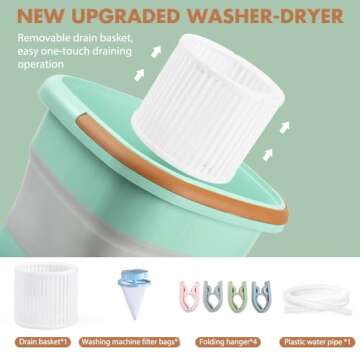 qagwotuv Portable Washing Machine, Upgraded 18L Mini Compact Washing Machine, Deep Cleaning Of Underwear, Baby Clothes. Suitable For Rvs, Travel, Camping