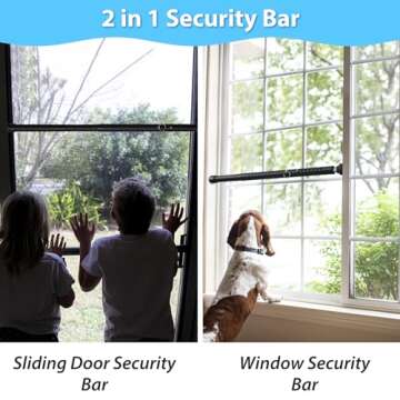 BsBsBest Sliding Door Security Bar 16.5" to 51" Sliding Door Lock Heavy Duty Sliding Glass Patio Door Security Bar Window Security Bar Inside Childproof Adjustable Interior Extra Long Black