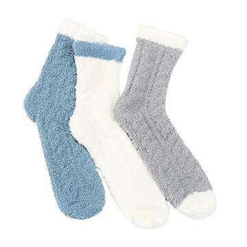 Century Star Women’s Fuzzy Soft Slipper Socks – Cozy 3 Pair Set