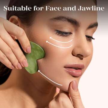 BAIMEI Gua Sha Facial Tools Face Massager for Skin Care, Guasha Tool for Face, Relaxation and Reduce Puffiness Skin Care Tool, Self Care Gift for Men Women - Xiuyan Jade