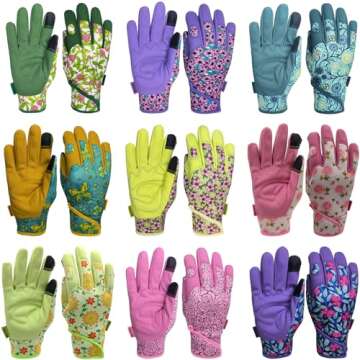 MSUPSAV Garden Gloves for Women,Spandex&Synthetic Leather Gardening Gloves,Yard Work Gloves,Gardening Gifts&Garden Gifts (Chartreuse Palm, Medium)