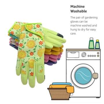 MSUPSAV Garden Gloves for Women,Spandex&Synthetic Leather Gardening Gloves,Yard Work Gloves,Gardening Gifts&Garden Gifts (Chartreuse Palm, Medium)