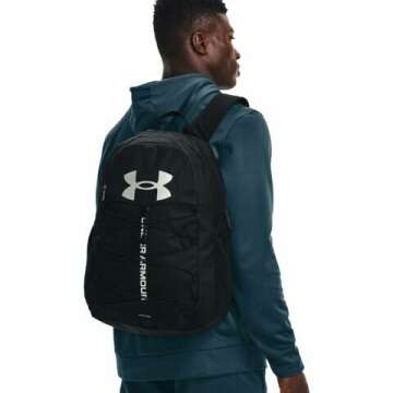 Under Armour Unisex-Adult Hustle Sport Backpack , Black (001)/Silver , One Size Fits All