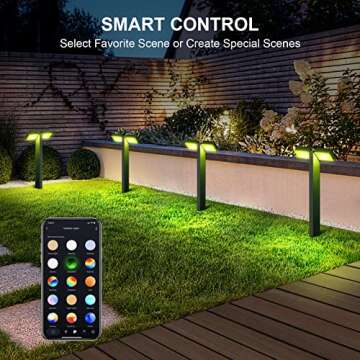 XMCOSY+ Low Voltage Landscape Lights, 400LM Smart Outdoor Lights with APP Control, LED RGBW Landscape Lighting, Works with Alexa, 12V 8W Outdoor Landscape Path Lights for Yard Garden Walkway, 4 Pack