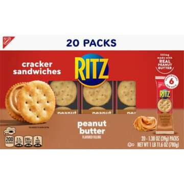 RITZ Peanut Butter Sandwich Crackers, 20 Snack Packs (6 Crackers Per Pack) (Pack of 2)