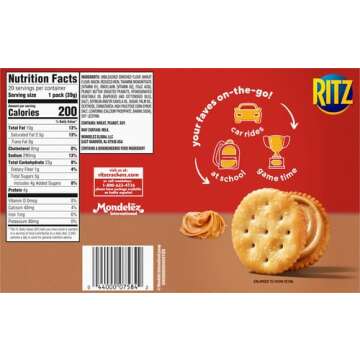 RITZ Peanut Butter Sandwich Crackers, 20 Snack Packs (6 Crackers Per Pack) (Pack of 2)