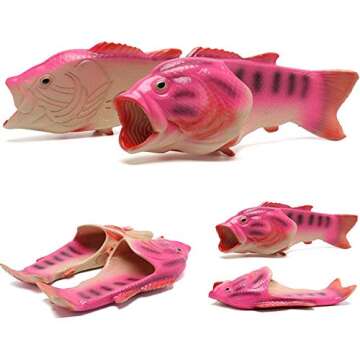 BING RUI CO Fish slipper,Funny Slippers,Gift for fishing enthusiasts,Bass Slipper,Unisex(Pink, 8.5-9.5 Women/7-8 Men)