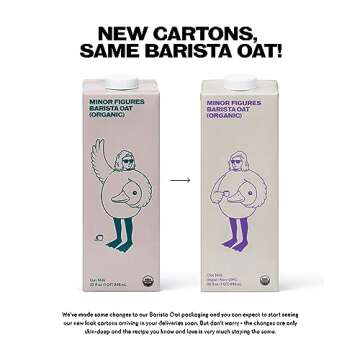 Minor Figures - Oat Milk, Organic Barista, 32 Fl oz x 6 Cartons, Dairy Free & Vegan, No Added Sugar, Long Shelf Life, 6 pack