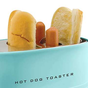 NOSTALGIA Pop Toaster, 2-Hot Dog & Bun, Aqua