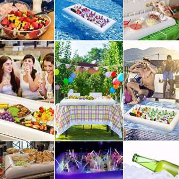 Jasonwell Inflatable Serving Bars Ice Buffet Salad Serving Trays Food Drink Holder Cooler Containers