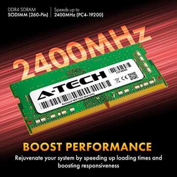 A-Tech 8GB DDR4 2400 MHz SODIMM PC4-19200 (PC4-2400T) CL17 Non-ECC Laptop RAM Memory Module