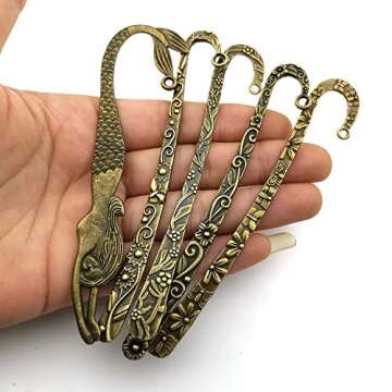 iloveDIYbeads 10pcs Craft Supplies Mixed Antique Bronze Bookmark Charms Pendants for Crafting, Jewelry Findings Making Accessory for DIY Necklace Bracelet (M177)