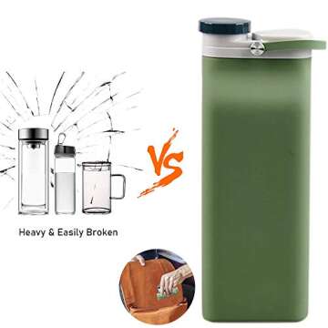 E-Senior Collapsible Water Bottle BPA Free - 20 oz Foldable Water Bottle for Travel Sports Bottles with Triple Leak Proof Lightweight (Green)