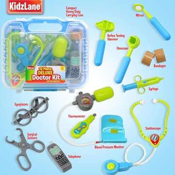 Kidzlane Doctor Kit for Kids - Kids Doctor Playset with Electronic Stethoscope - Kid Doctor Play Set - Pretend Play Doctor Set for Toddlers - Children's Realistic Dr. Kit with Sounds