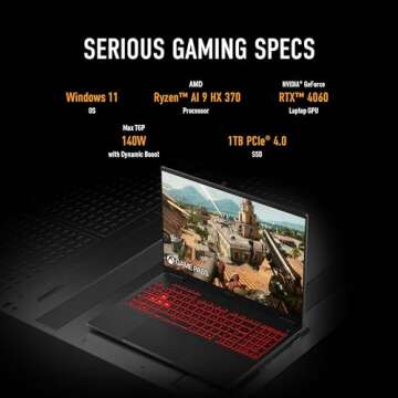 ASUS TUF Gaming A16 (2024) Copilot+ PC Gaming Laptop, 16 16:10 165Hz Display, AMD Ryzen™ AI 9 HX 370, NVIDIA® GeForce RTX™ 4060, 16GB LPDDR5X, 1TB PCIe Gen 4.0 SSD, Wi-Fi 6E, Windows 11, FA608WV-DB94