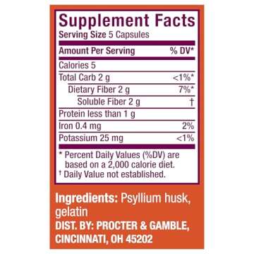 Metamucil 3-in-1 Fiber Capsules, Daily Psyllium Husk Fiber Supplement, Fiber Capsules for Digestive Health, Plant-Based Psyllium Husk Fiber Capsules, #1 Doctor Recommended Fiber Brand, 300ct Capsules