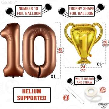 KatchOn, 10th Football Birthday Balloons - 40 Inch, Brown 10 Balloons | Football Birthday Decorations, Football Decorations, Sports Theme Birthday Party Supplies, Championship Trophy Balloons