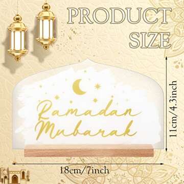 Frienda Ramadan Eid Mubarak Decorations Ramadan Table Centerpieces Acrylic Eid Al Adha Table Sign Star Mubarak Eid Decorations Ramadan Table Decor for Home Eid Al Fitr Supply(Stylish, 7.1 x 4.3 Inch)