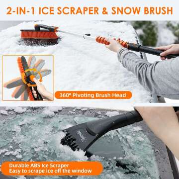 AstroAI Extendable Snow Brush & Ice Scraper for Cars