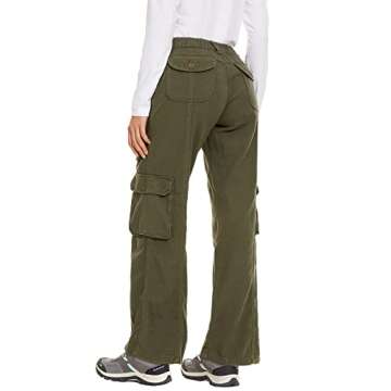 Women's Hiking Cargo Pants Joggers Cotton Casual Military Army Combat Work Pants with 7 Pockets,Army Green M