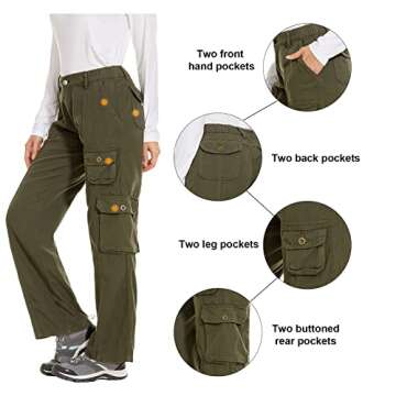 Women's Hiking Cargo Pants Joggers Cotton Casual Military Army Combat Work Pants with 7 Pockets,Army Green M