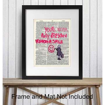 Banksy Inspirational Dictionary Art Print - Motivational Vintage Upcycled Wall Art Poster- Contemporary Chic Home Decor for Bedroom, Bathroom, Office, Girls, Teens Room - Gift for Women, 8x10 Unframed