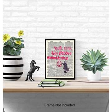 Banksy Inspirational Dictionary Art Print - Motivational Vintage Upcycled Wall Art Poster- Contemporary Chic Home Decor for Bedroom, Bathroom, Office, Girls, Teens Room - Gift for Women, 8x10 Unframed