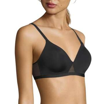 Hanes womens Oh So Light Foam Comfortflex Fit Wirefree Mhg521 Bra, Black/Nude, Medium US