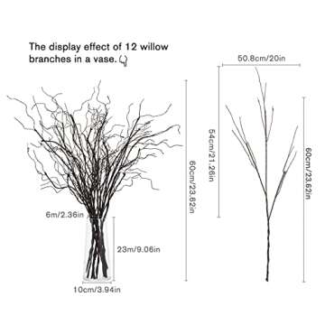 FLOERVE 12 Pcs Artificial Curly Willow Branches Plants Decorative Brown Twig Stems Spray Tall for Vase DIY Crafts Wedding Floral Arrangement Home Decor Indoor