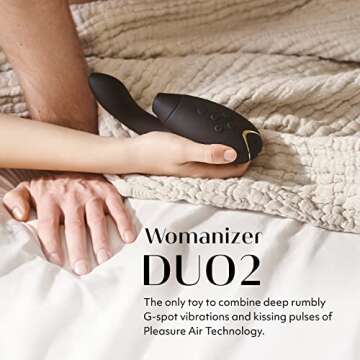 Womanizer Duo 2 Clitoral Sucker Rabbit Vibrator Sex Toy | Clit Sucking Gspot Vibrating Stimulator | Clitoris Suction | Sexual Pleasure Device | Dildo | Adult Toys for Women | Dual Stimulator | Black