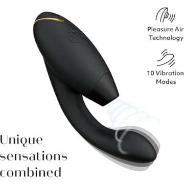 Womanizer Duo 2 Clitoral Sucker Rabbit Vibrator Sex Toy | Clit Sucking Gspot Vibrating Stimulator | Clitoris Suction | Sexual Pleasure Device | Dildo | Adult Toys for Women | Dual Stimulator | Black