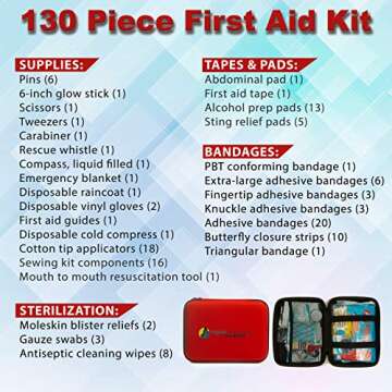 First Aid Kit for Car, SUV, Truck, Boat, Home and Office - Perfect Emergency Kit for Hiking Gear, Backpacking Gear, Camping Supplies and Sports - Travel Essentials by Higher Gear