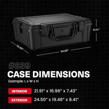 Condition 1 25" Large Waterproof Hard Case Model 839 with Foam, Portable Protective Storage Box for Travel, Hunting, Military, Tactical, Made in USA, 24.50"x 19.46"x8.41" Red