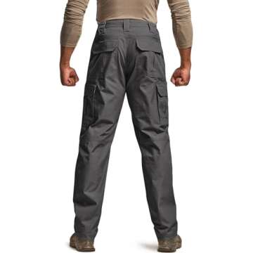 CQR Men's Tactical Pants, Water Resistant Ripstop Cargo Pants, Lightweight EDC Work Hiking Pants, Outdoor Apparel, Raider Charcoal, 28W x 30L