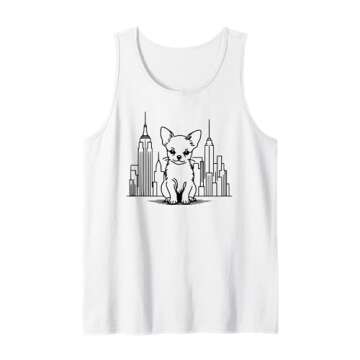 Chihuahua New York City skyline line art for NYC dog lovers Tank Top