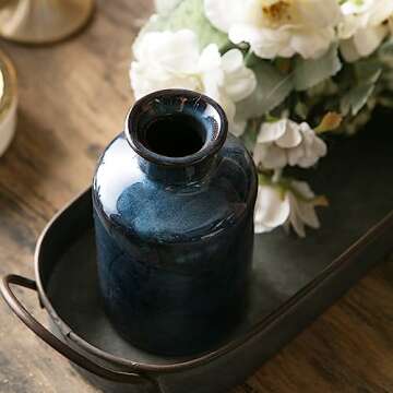 Blue Ceramic Vase Set 3 for Home Decor