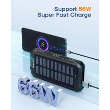 Solar Charger Power Bank - 30000mAh Fast Charging Portable Solar Phone Battery Panel Charger, QC3.0 Dual USB Port Battery Pack Charger Portable for All Cell Phones & Electronic Devices (Black)