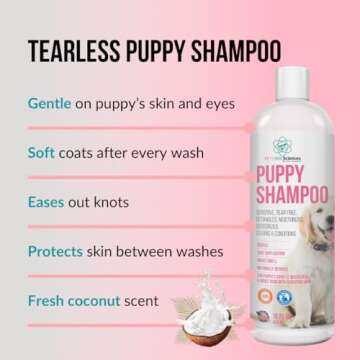 PET CARE Sciences 16 fl oz Tearless Puppy Shampoo and Conditioner - Anti Itch Dog Shampoo Sensitive Skin - Coconut Oil Oatmeal Pet Shampoo for Puppies