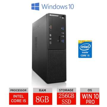 Lenovo ThinkCentre S510 SFF Desktop Computer PC, Intel Core i5-6400 Upto 3.3GHz, 8GB RAM, 256GB SSD, DisplayPort, VGA, WiFi, Bluetooth - Windows 10 Pro (Renewed)